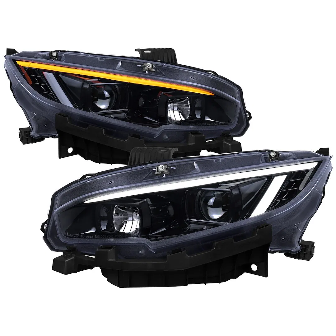 LHP-CV16G-SQ-TM – SPEC-D TUNIN Headlight Assembly, LED Bulb Projector Beam With Switchback Sequential Daytime Running...
